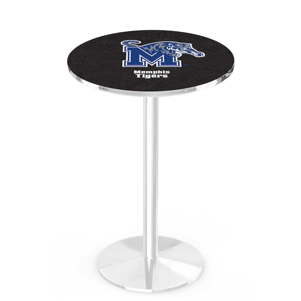 L214 University of Memphis 36" Tall - 36" Top Pub Table with Chrome Finish