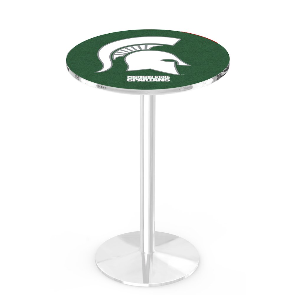 L214 Michigan State University 36' Tall - 36' Top Pub Table w/ Chrome Finish