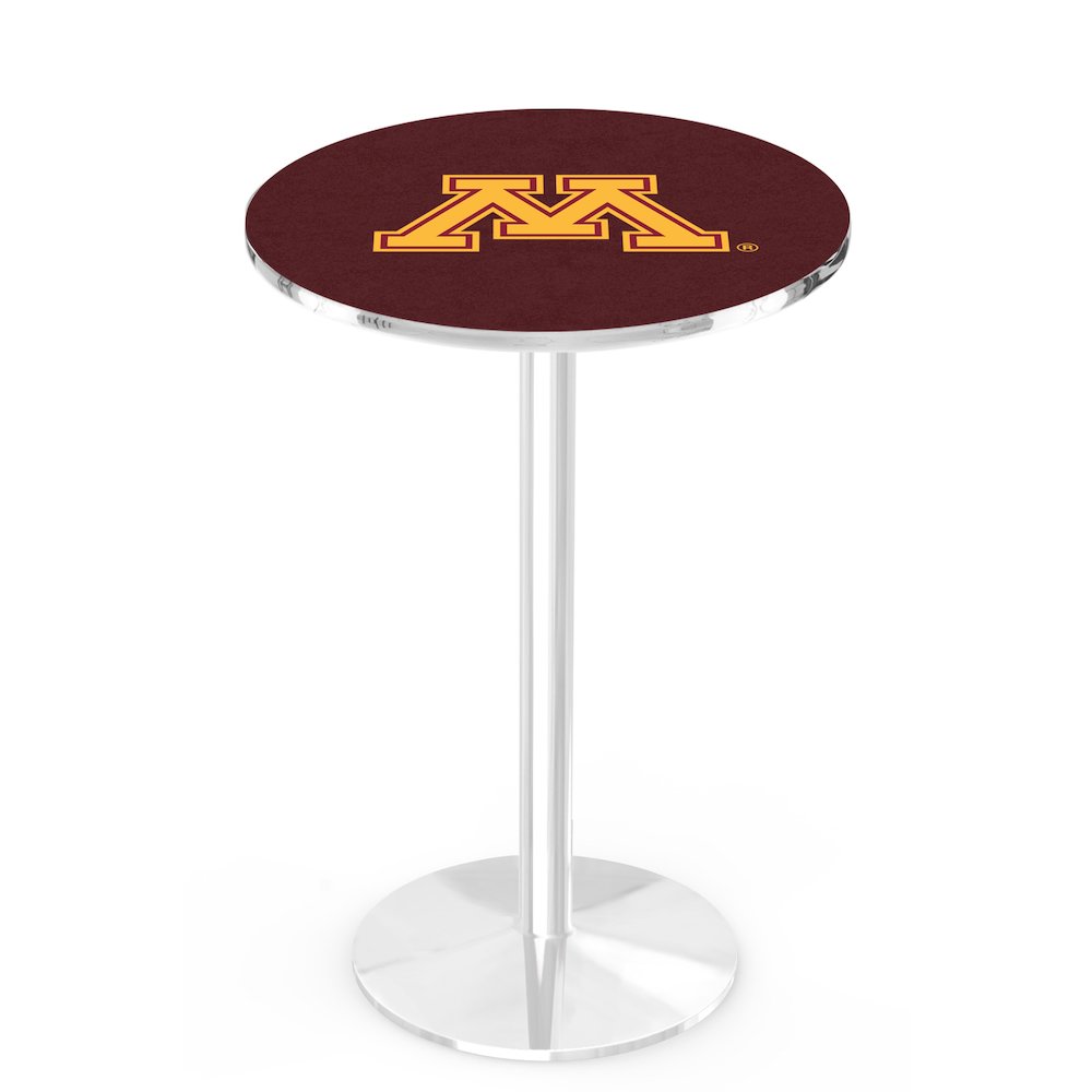 L214 University of Minnesota 36' Tall - 36' Top Pub Table w/ Chrome Finish