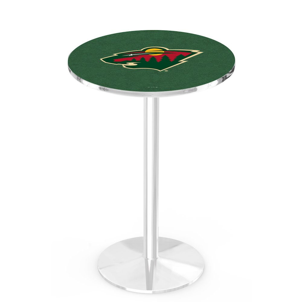 L214 Minnesota Wild 36" Tall - 36" Top Pub Table with Chrome Finish (9041)