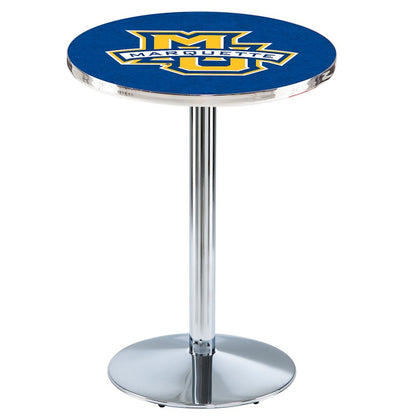L214 Marquette University 36' Tall - 36' Top Pub Table w/ Chrome Finish