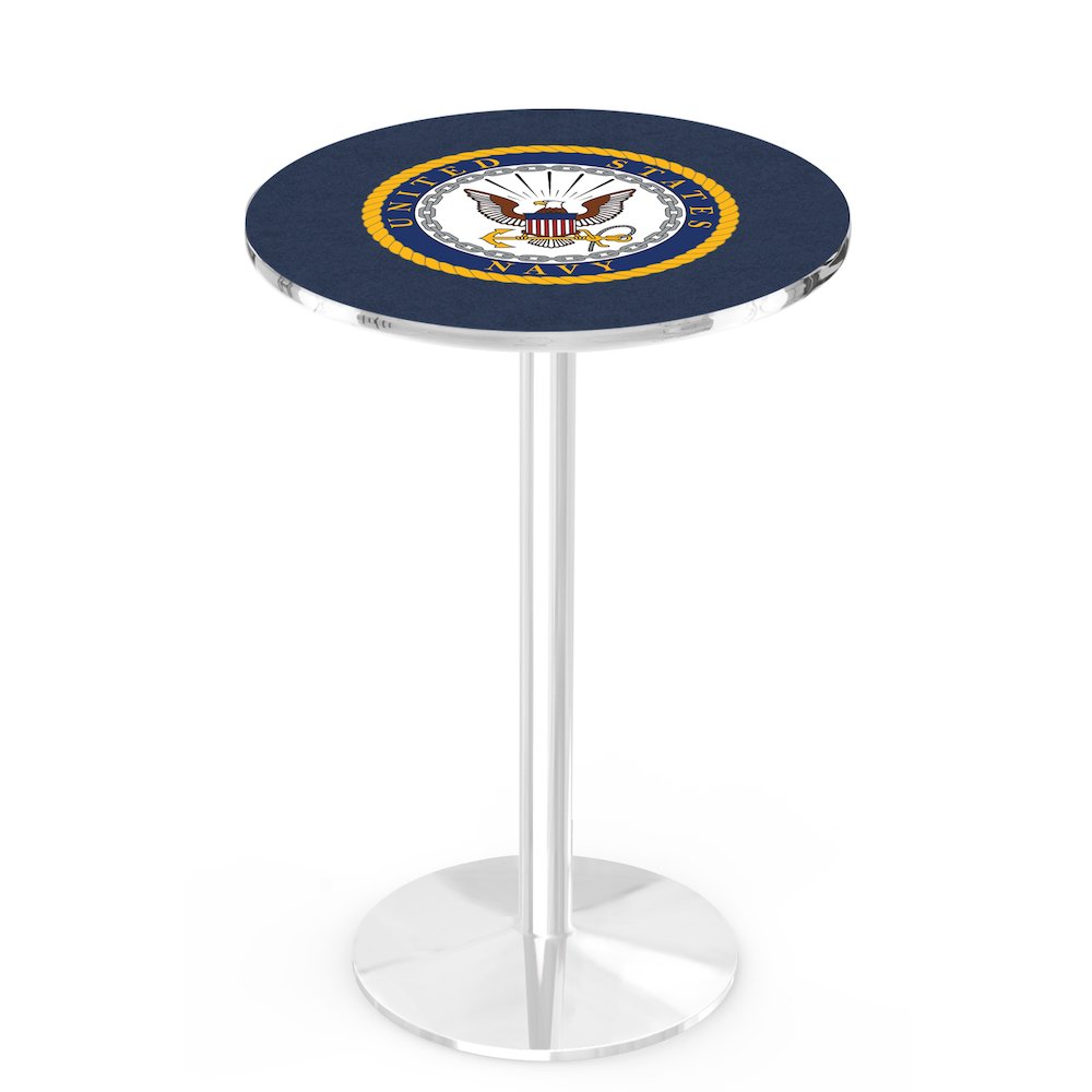 L214 United States Navy 36' Tall - 36' Top Pub Table w/ Chrome Finish
