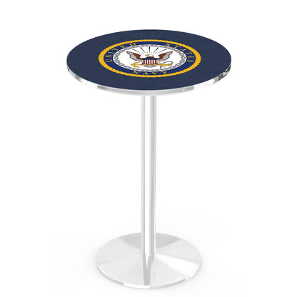 L214 United States Navy 36' Tall - 36' Top Pub Table w/ Chrome Finish