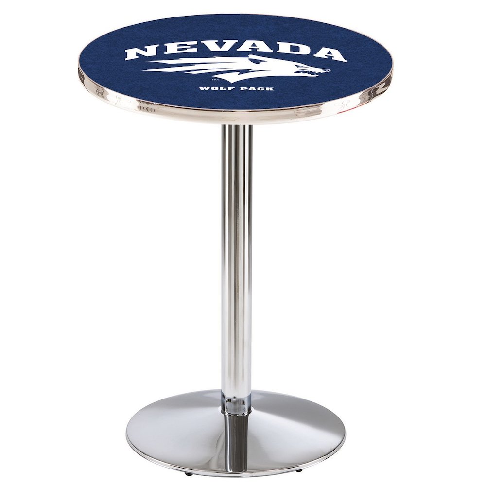 L214 University of Nevada 36" Tall - 36" Top Pub Table with Chrome Finish