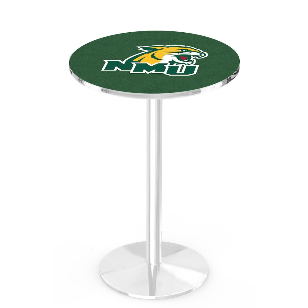 L214 Northern Michigan University 36" Tall - 36" Top Pub Table with Chrome Finish