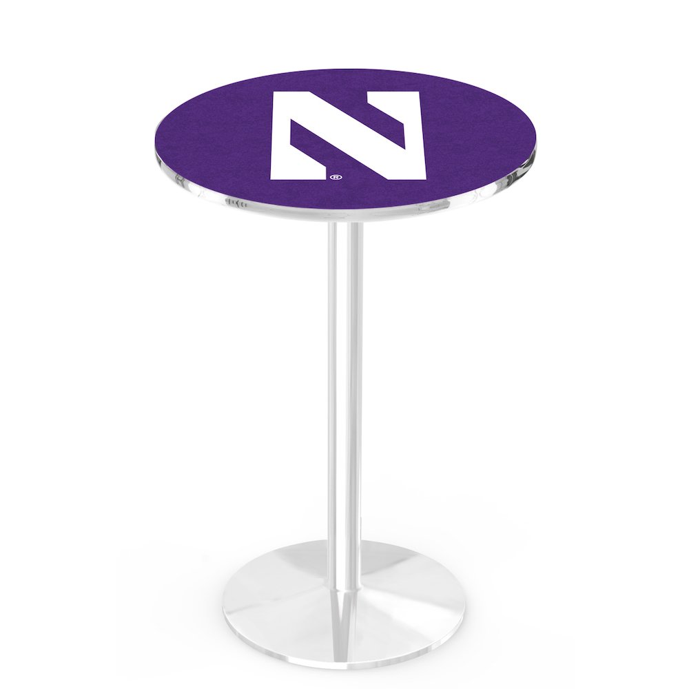 L214 Northwestern University 36' Tall - 36' Top Pub Table w/ Chrome Finish