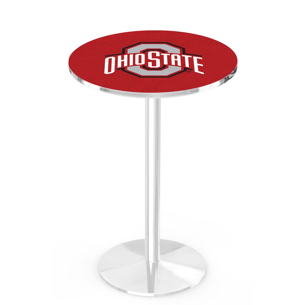 L214 Ohio State University 36" Tall - 36" Top Pub Table with Chrome Finish