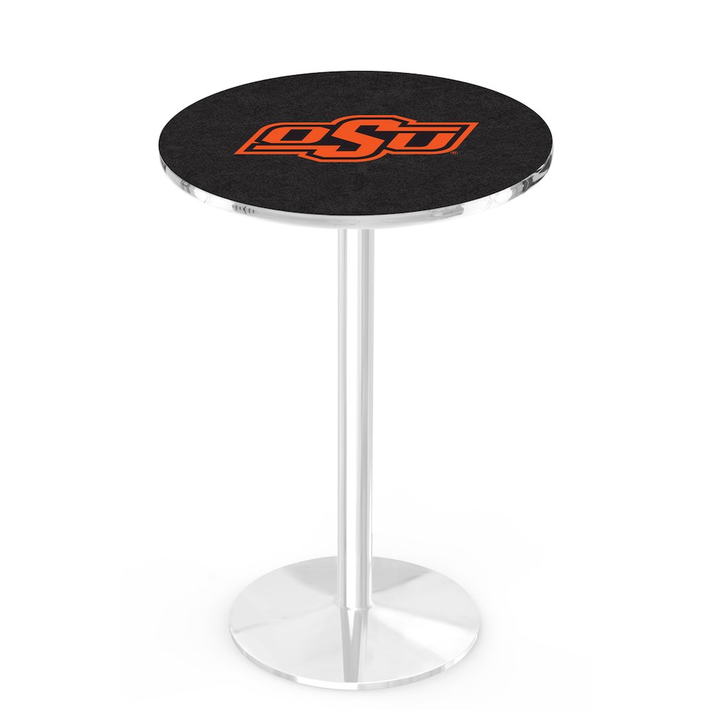 L214 Oklahoma State University 36" Tall - 36" Top Pub Table with Chrome Finish
