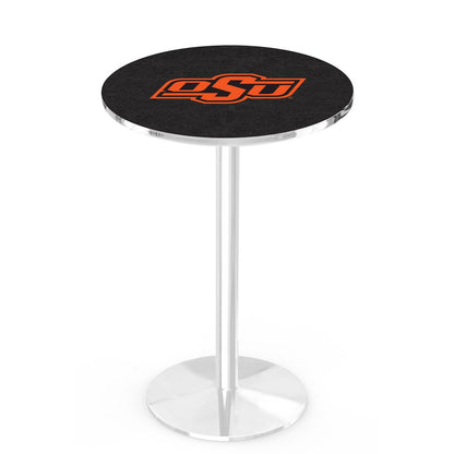 L214 Oklahoma State University 36" Tall - 36" Top Pub Table with Chrome Finish