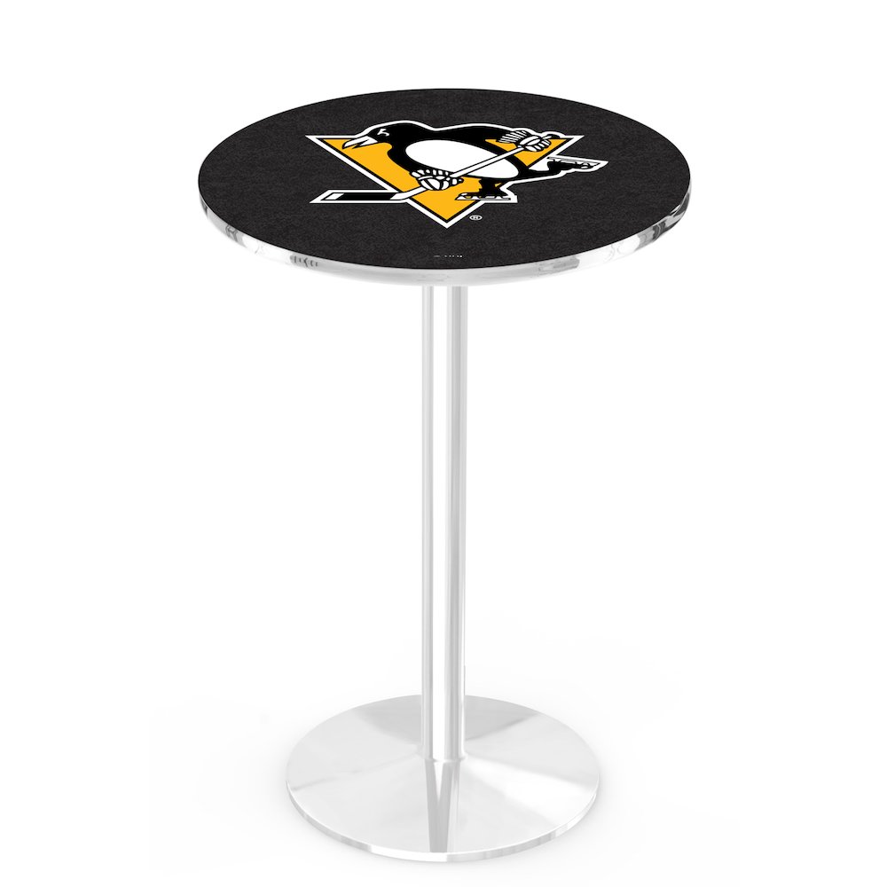L214 Pittsburgh Penguins 36" Tall - 36" Top Pub Table with Chrome Finish (9430)