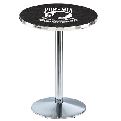 L214 POW/MIA 36" Tall - 36" Top Pub Table with Chrome Finish