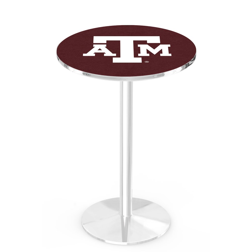 L214 Texas A&M 36' Tall - 36' Top Pub Table w/ Chrome Finish