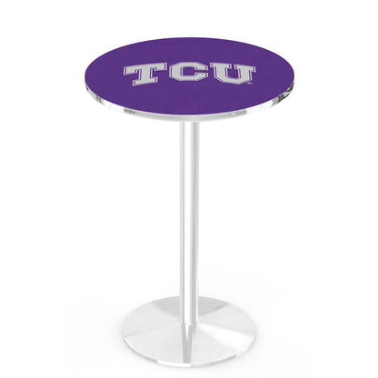 L214 Texas Christian University 36" Tall - 36" Top Pub Table with Chrome Finish