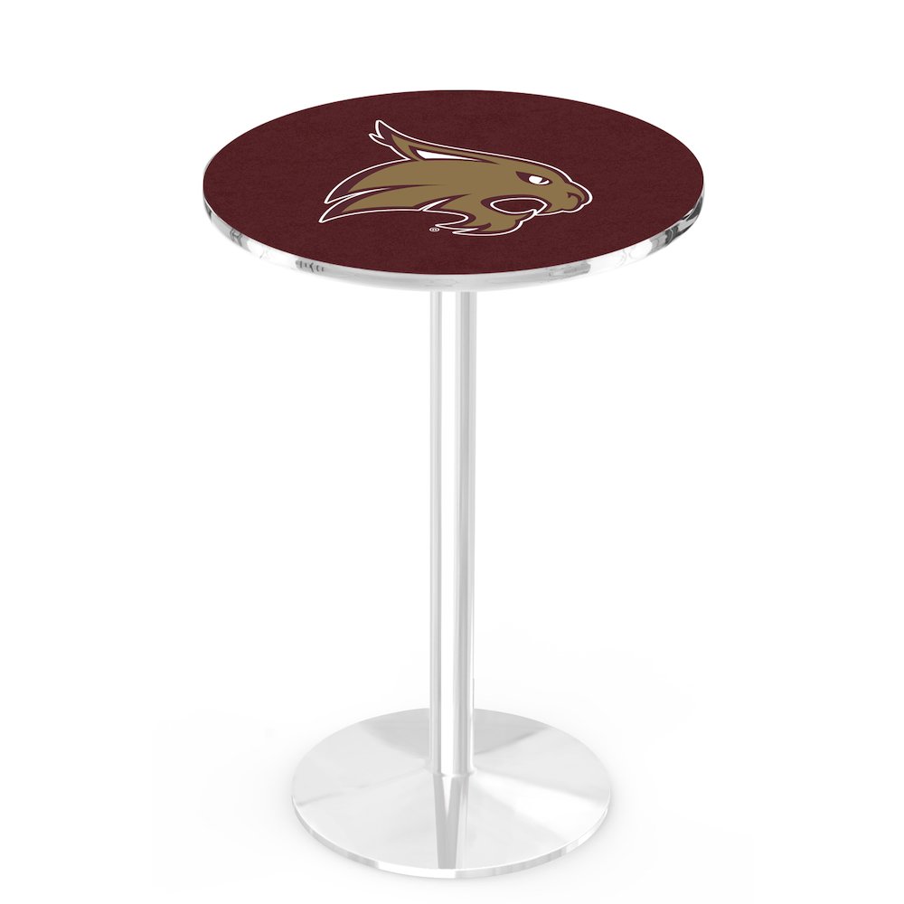 L214 Texas State University 36' Tall - 36' Top Pub Table w/ Chrome Finish