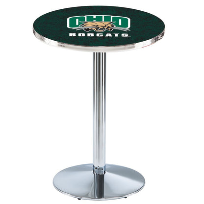 L214 Ohio University 36' Tall - 36' Top Pub Table w/ Chrome Finish