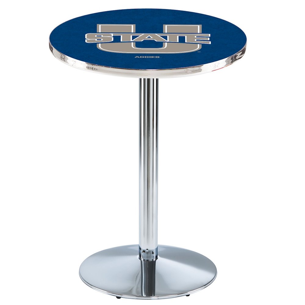 L214 Utah State University 36" Tall - 36" Top Pub Table with Chrome Finish