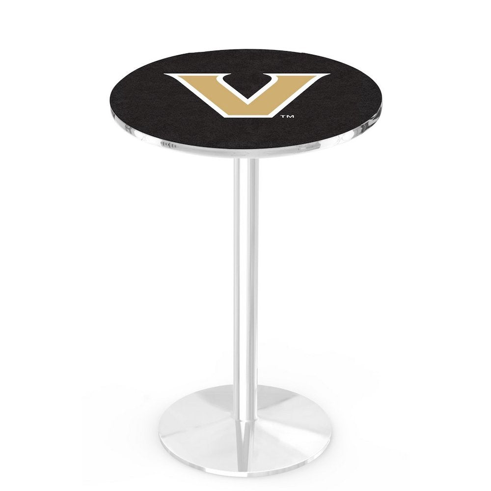 L214 Vanderbilt University 36" Tall - 36" Top Pub Table with Chrome Finish