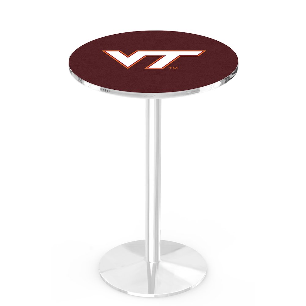 L214 Virginia Tech University 36' Tall - 36' Top Pub Table w/ Chrome Finish