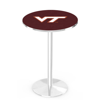 L214 Virginia Tech University 36' Tall - 36' Top Pub Table w/ Chrome Finish