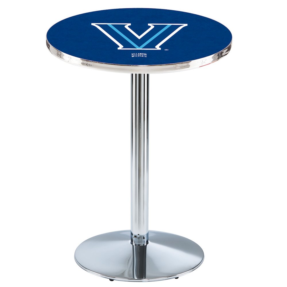 L214 Villanova University 36' Tall - 36' Top Pub Table w/ Chrome Finish