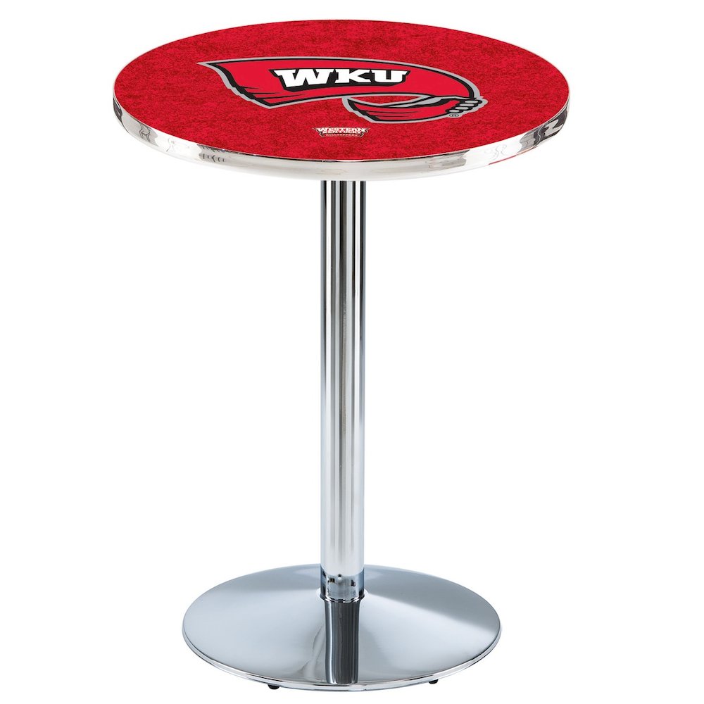 L214 Western Kentucky University 36" Tall - 36" Top Pub Table with Chrome Finish