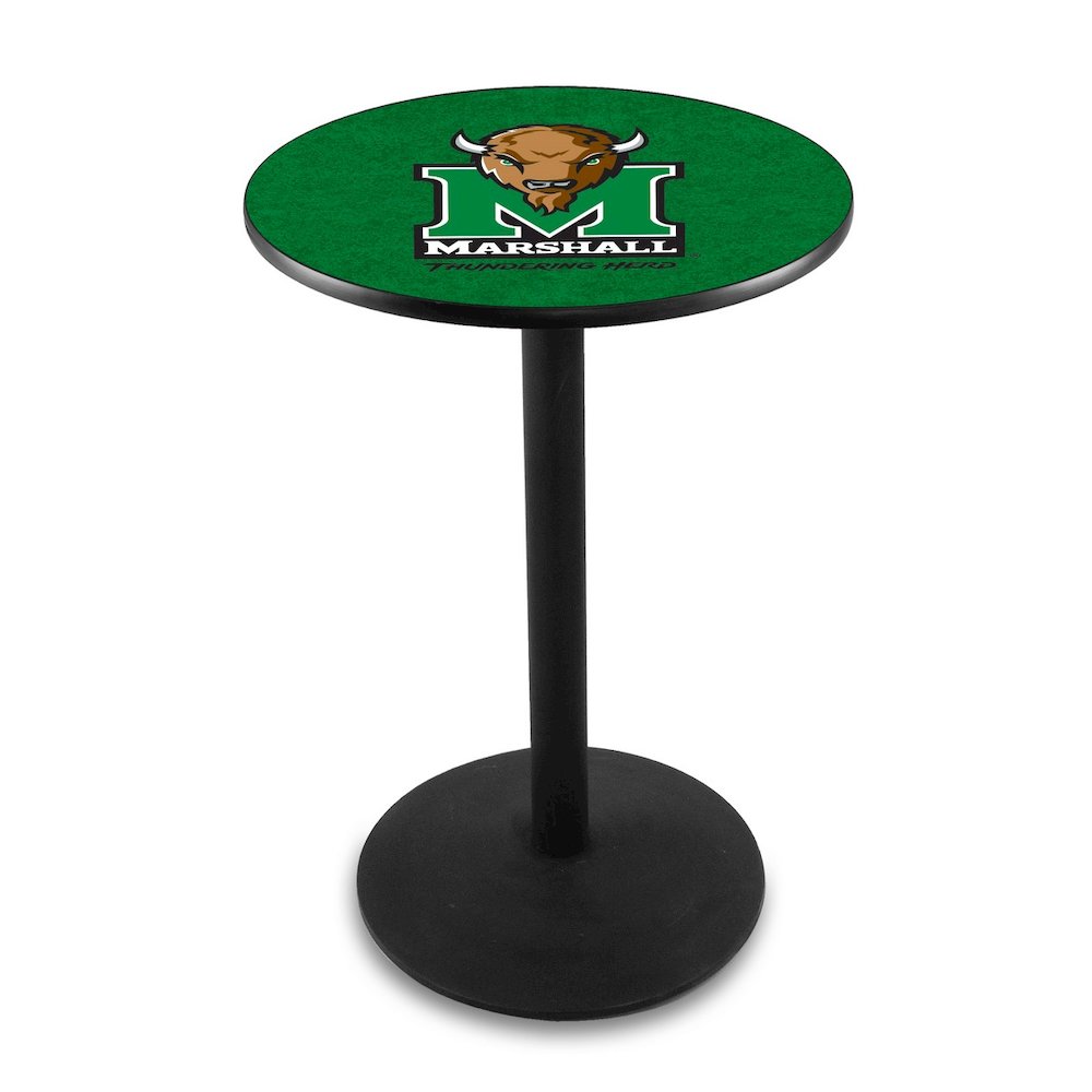 L214 Marshall University 36' Tall - 36' Top Pub Table w/ Black Wrinkle Finish