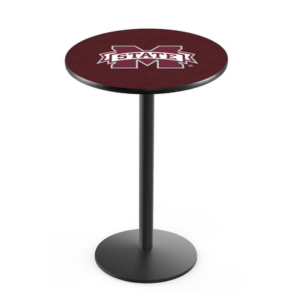 L214 Mississippi State University 36" Tall - 36" Top Pub Table with Black Wrinkle Finish