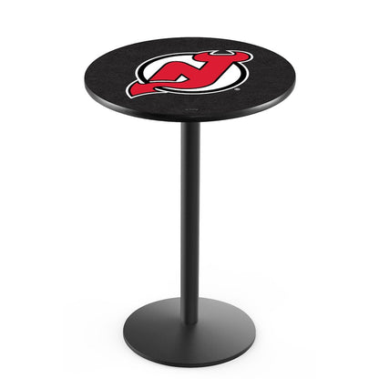 L214 New Jersey Devils 36" Tall - 36" Top Pub Table with Black Wrinkle Finish (7450)