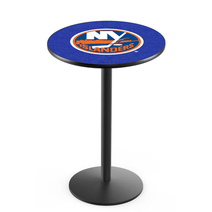 L214 New York Islanders 36" Tall - 36" Top Pub Table with Black Wrinkle Finish (7535)