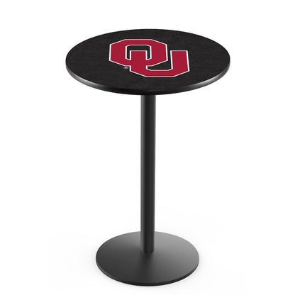 L214 Oklahoma University 36" Tall - 36" Top Pub Table with Black Wrinkle Finish