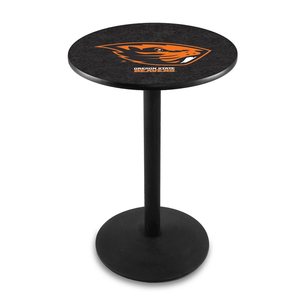 L214 Oregon State University 36" Tall - 36" Top Pub Table with Black Wrinkle Finish