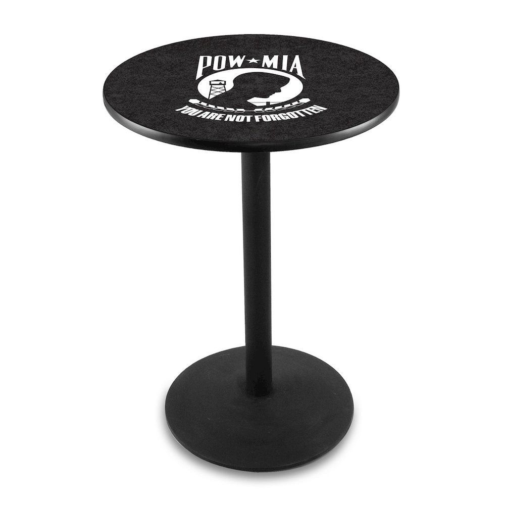 L214 POW/MIA 36" Tall - 36" Top Pub Table with Black Wrinkle Finish