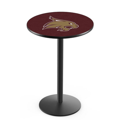 L214 Texas State University 36" Tall - 36" Top Pub Table with Black Wrinkle Finish