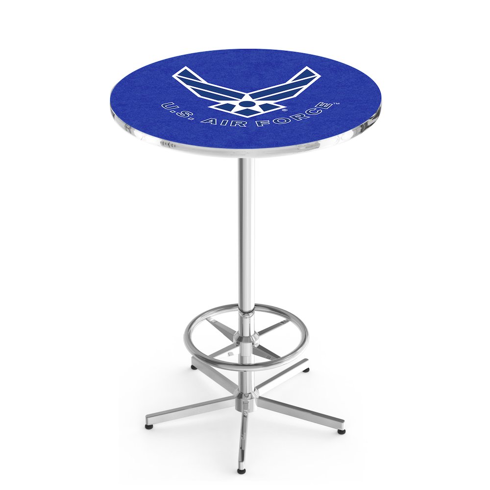 L216 United States Air Force 42' Tall - 36' Top Pub Table w/ Chrome Finish