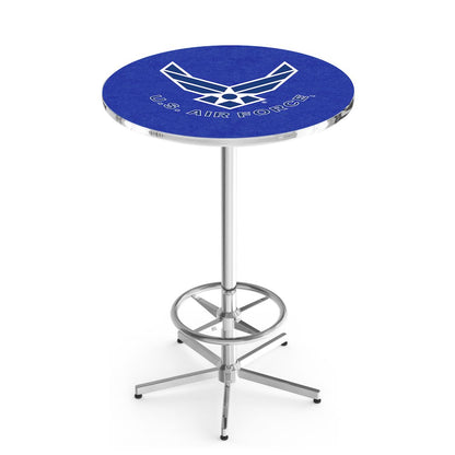 L216 United States Air Force 42' Tall - 36' Top Pub Table w/ Chrome Finish