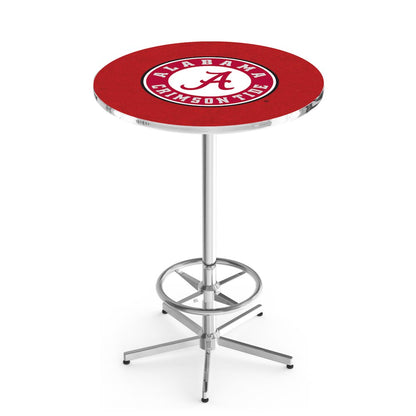 L216 University of Alabama (Script A)  42' Tall - 36' Top Pub Table w/ Chrome Finish