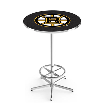 L216 Boston Bruins 42' Tall - 36' Top Pub Table w/ Chrome Finish (5646)