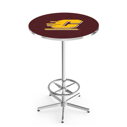 L216 Central Michigan University 42" Tall - 36" Top Pub Table with Chrome Finish