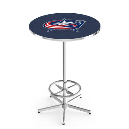 L216 Columbus Blue Jackets 42' Tall - 36' Top Pub Table w/ Chrome Finish (5813)