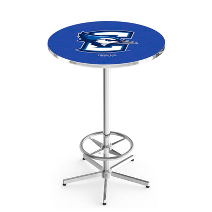 L216 Creighton University 42" Tall - 36" Top Pub Table with Chrome Finish