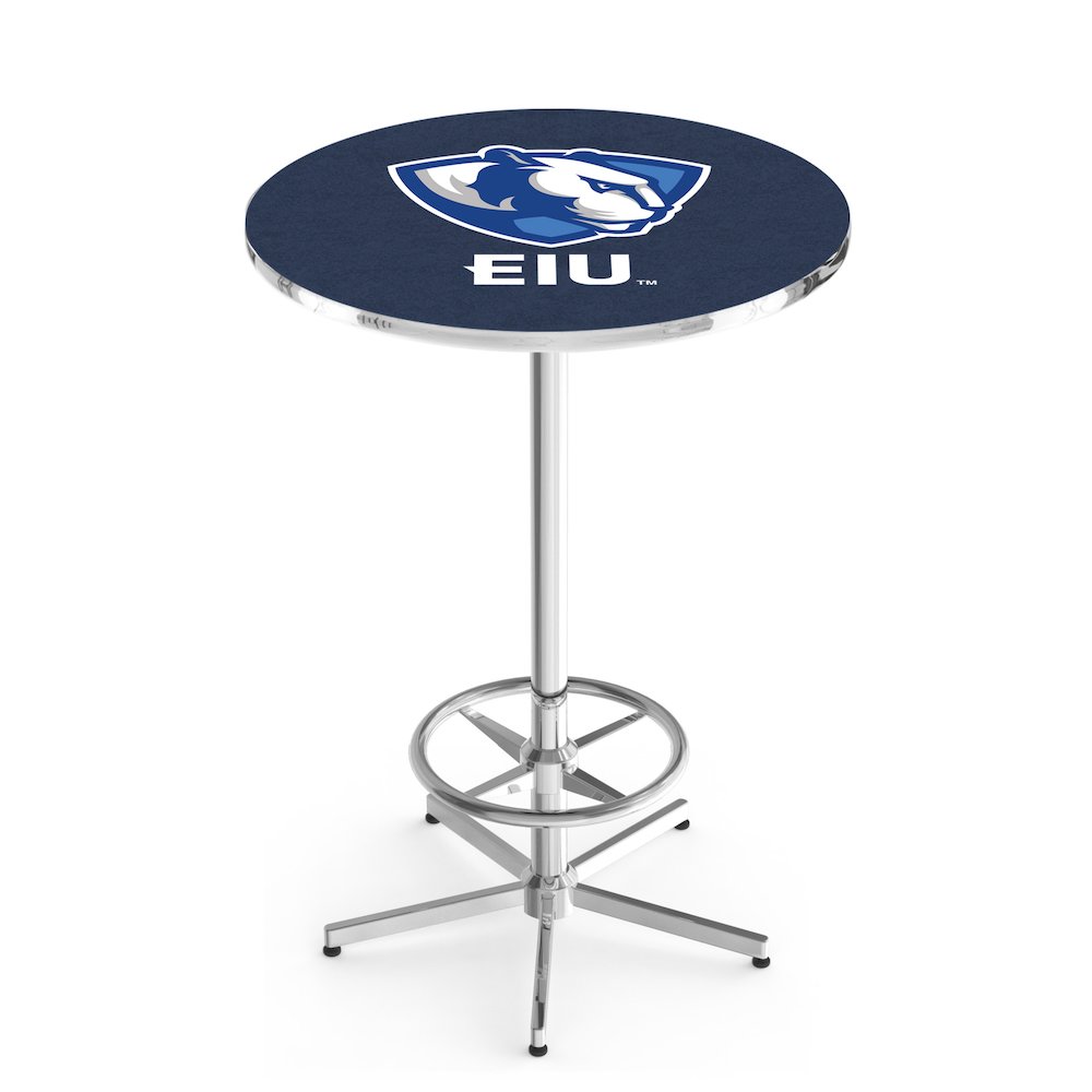 L216 Eastern Illinois University 42' Tall - 36' Top Pub Table w/ Chrome Finish
