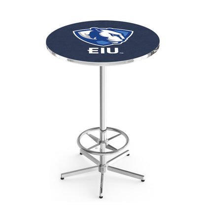 L216 Eastern Illinois University 42' Tall - 36' Top Pub Table w/ Chrome Finish