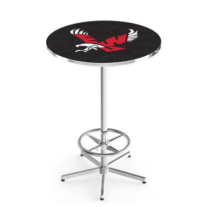 L216 Eastern Washington University 42" Tall - 36" Top Pub Table with Chrome Finish