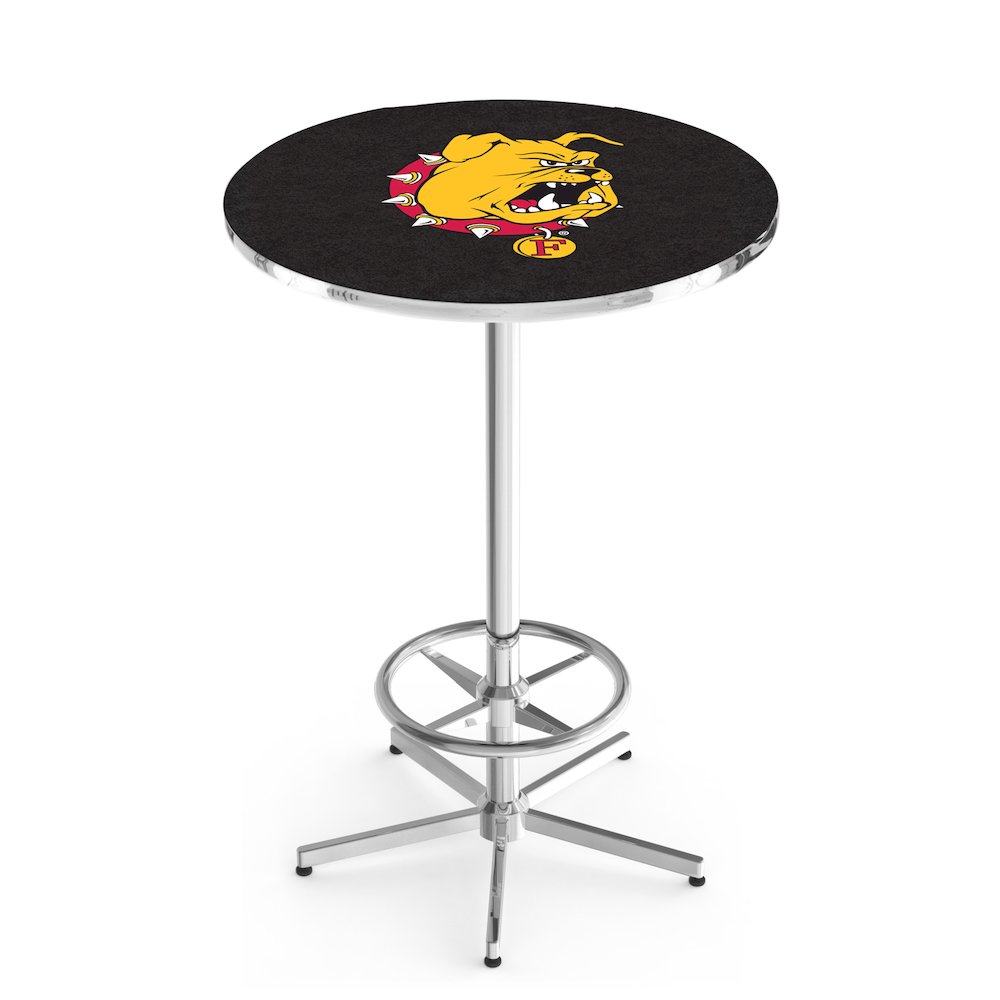 L216 Ferris State University 42" Tall - 36" Top Pub Table with Chrome Finish