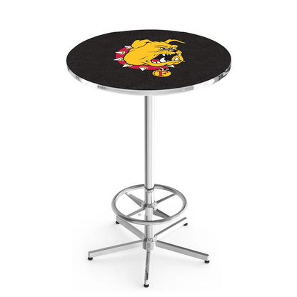 L216 Ferris State University 42" Tall - 36" Top Pub Table with Chrome Finish