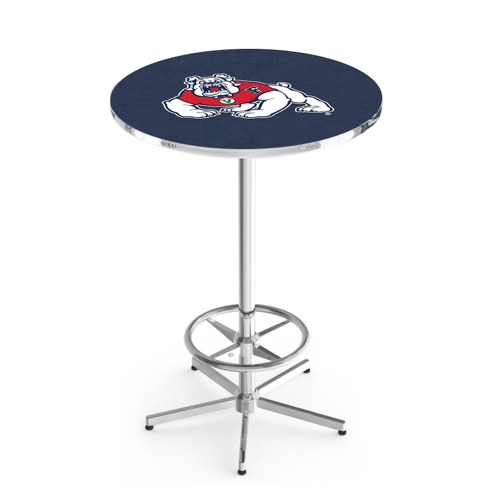 L216 Fresno State University 42" Tall - 36" Top Pub Table with Chrome Finish