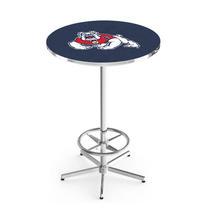 L216 Fresno State University 42" Tall - 36" Top Pub Table with Chrome Finish