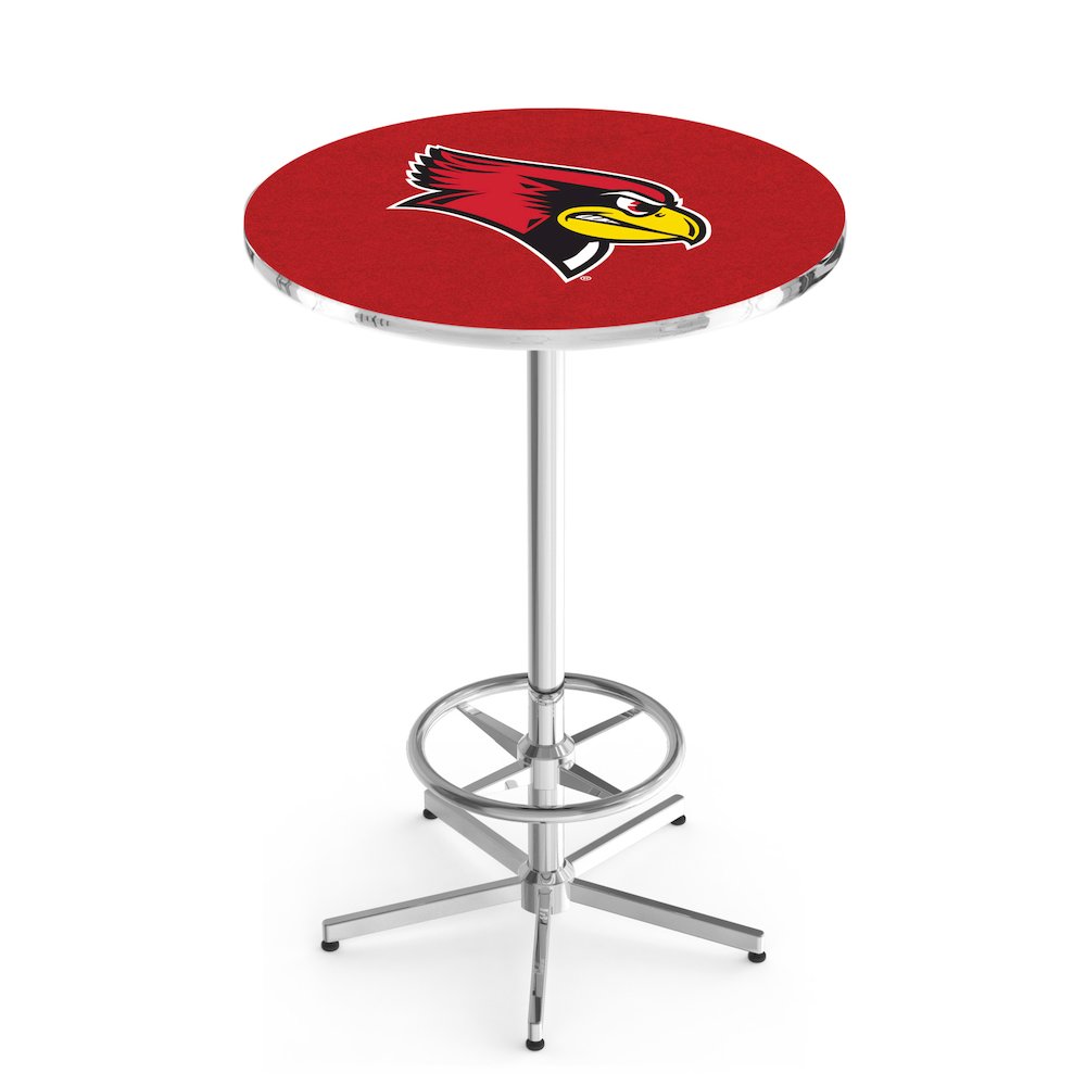 L216 Illinois State University 42' Tall - 36' Top Pub Table w/ Chrome Finish