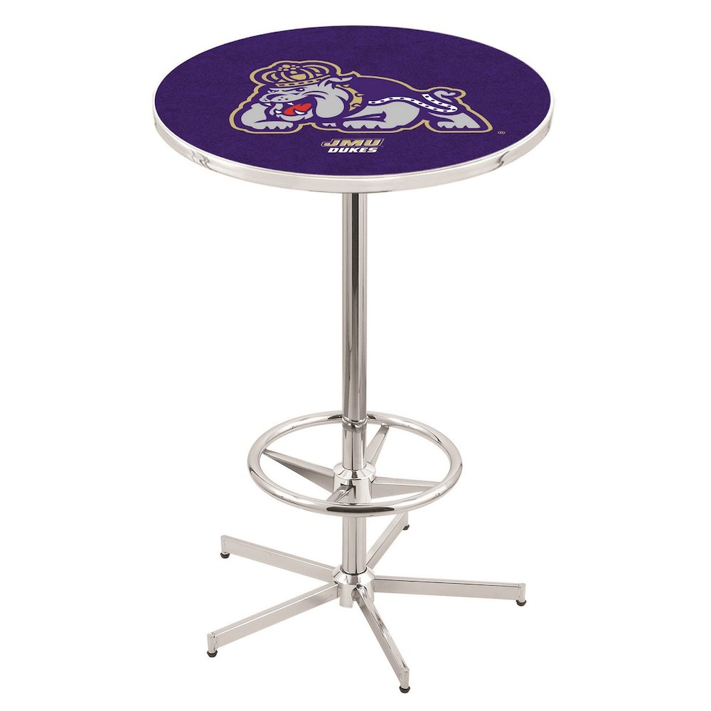 L216 James Madison University 42' Tall - 36' Top Pub Table w/ Chrome Finish
