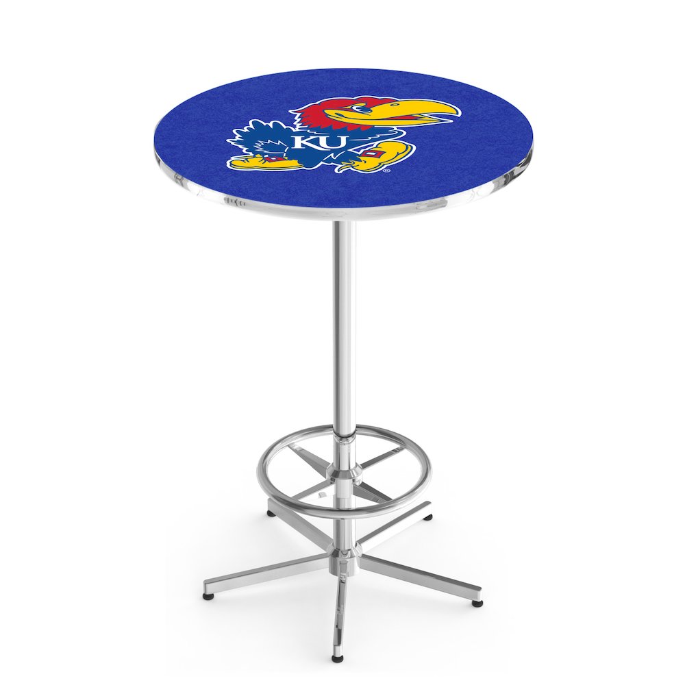 L216 University of Kansas 42" Tall - 36" Top Pub Table with Chrome Finish